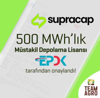 Supracap'in 500 MWh'lık  Depolama Lisansı Onaylandı!