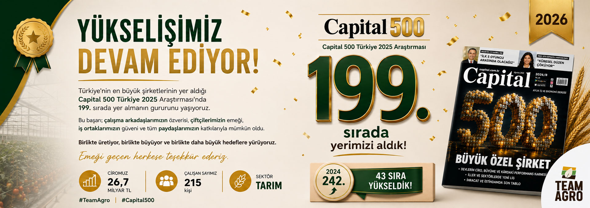 Team Agro Capital 2025 Listesi 199. Sıradayız